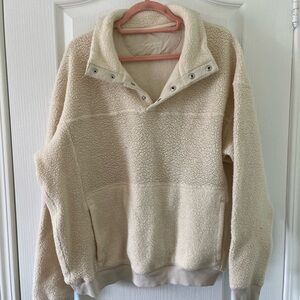 Outdoor Voices Cream Fleece Quarter Zip Jacket